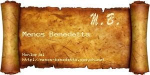 Mencs Benedetta névjegykártya
